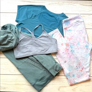 Athleta Girl | 4 Piece Bundle | Hoodie T-Shirt Leggings Sports Bra | Size XL/14